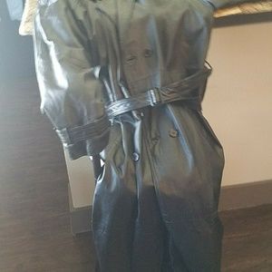 Full Length Black Leather Coat